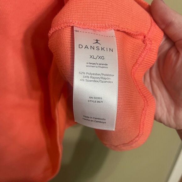 Danskin Women’s Coral Orange Pink Ribbed Racerback Tank Top Extra Large XL - Picture 5 of 7